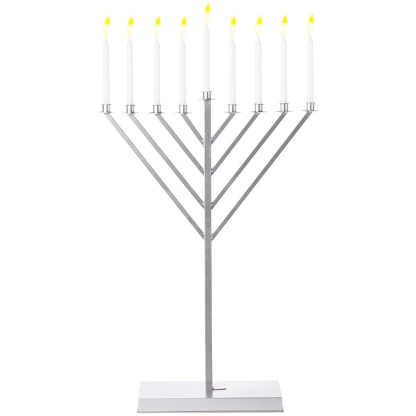 Vintiquewise Large Metal Silver Coated Hanukkah Menorah 3 Ft. for Synagogue - QI003814.M