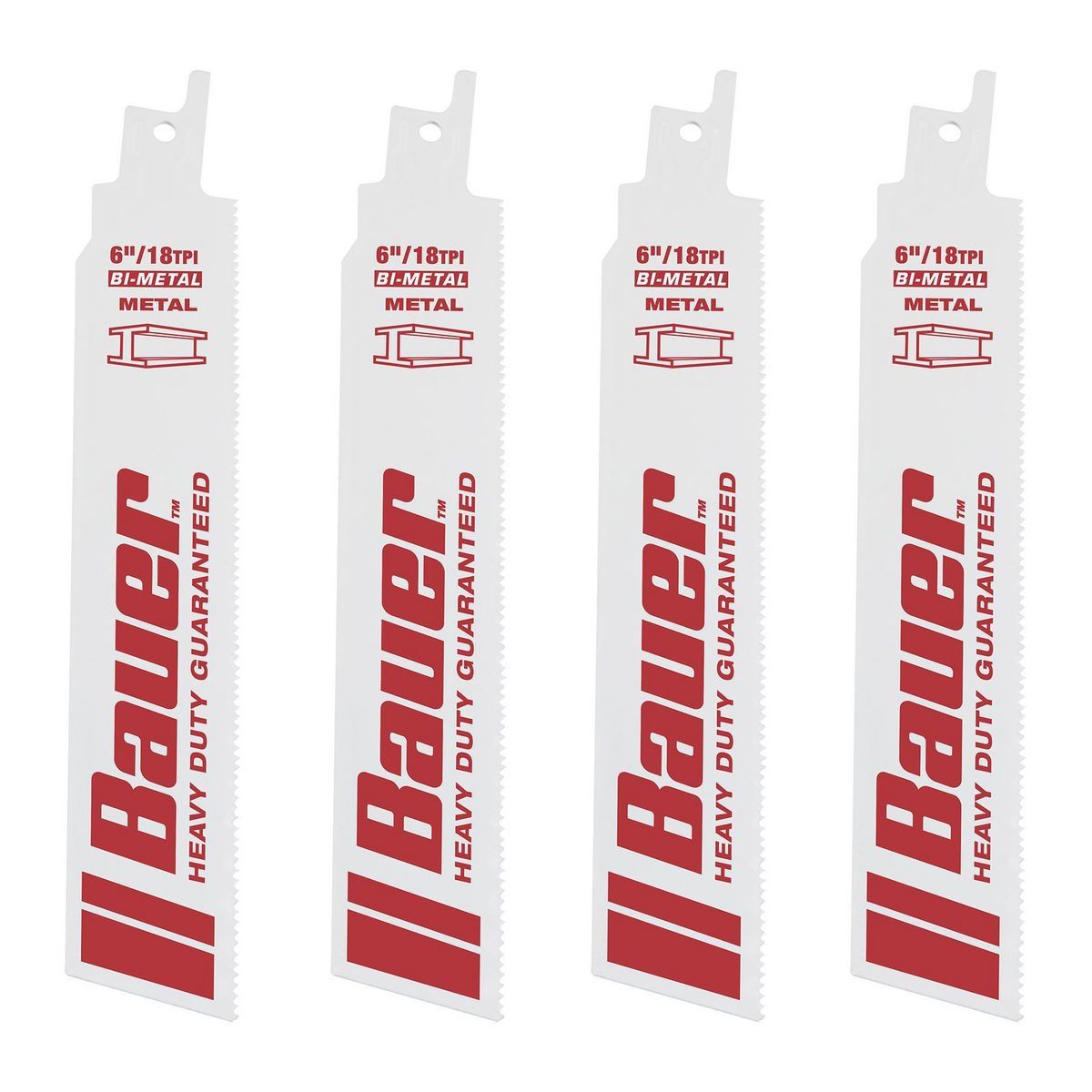 Cuchillas para sierra reciproca Bauer de 18 TPI bi-metal, paquete de 4 - 56848