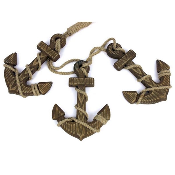 Handcrafted Decor Wooden Rustic Decorative Triple Anchor Set- 7 in. - TRIPLE-ANCHOR-WOOD