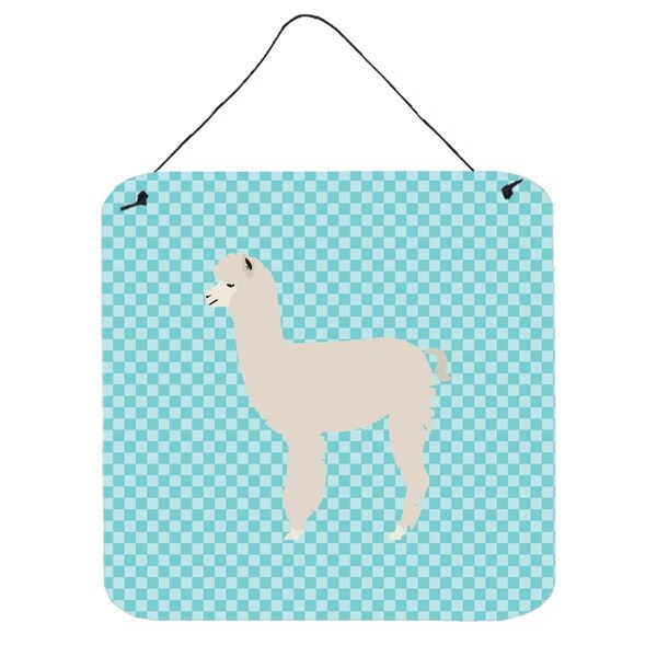 Carolines Treasures Alpaca Blue Check Wall or Door Hanging Prints, 6 x 6 in. - BB8093DS66