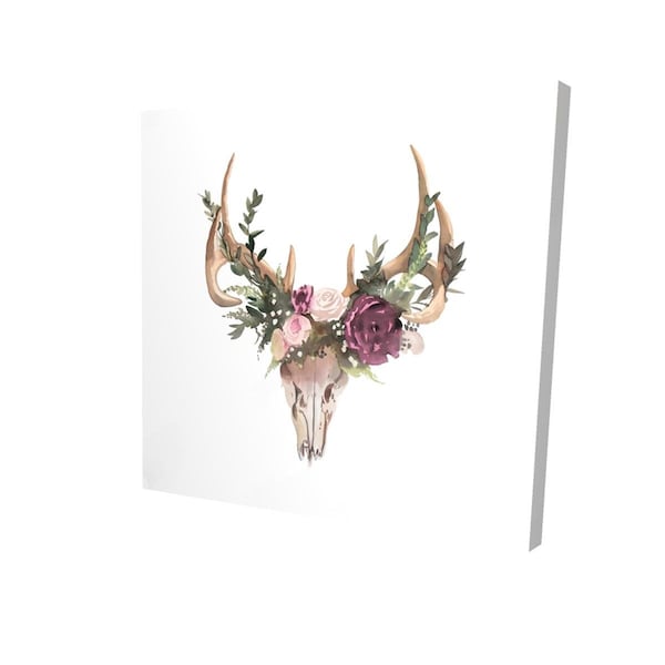 Fondo 16 x 16 in. Deer Skull with Flowers-Print on Canvas - FO2790777