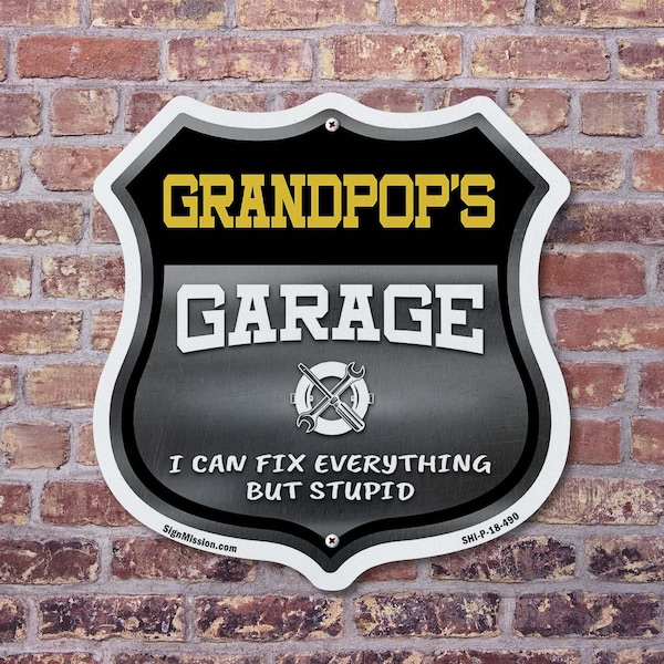 Signmission Grandpop's Garage I Can Fix Everything But Stupid, 6 inch X 6 inch, Plastic Sign, 2PK - SHI-P-2PACK-6-490-GRANDPOP
