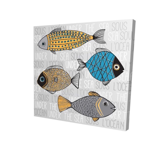 Fondo 16 x 16 in. Fishes Illustration-Print on Canvas - FO3339479