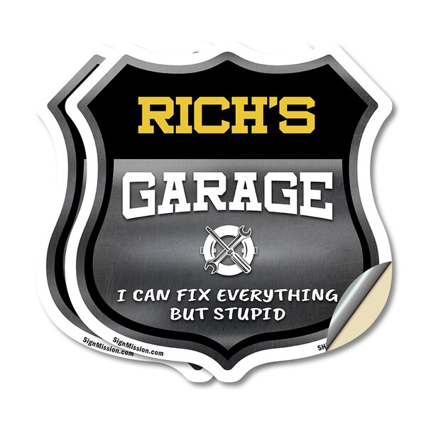 Signmission Rich's Garage I Can Fix Everything But Stupid, 18 inch X 18 inch, Vinyl Decal, 2PK - SHI-D-2PACK-18-490-RICH