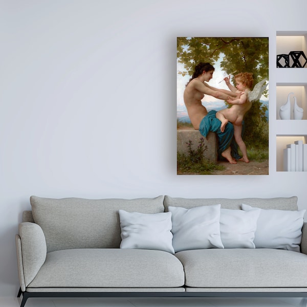 Trademark Fine Art Bouguereau 'A Young Girl Defending Herself against Eros' Canvas Art, 22x32 - AA01658-C2232GG