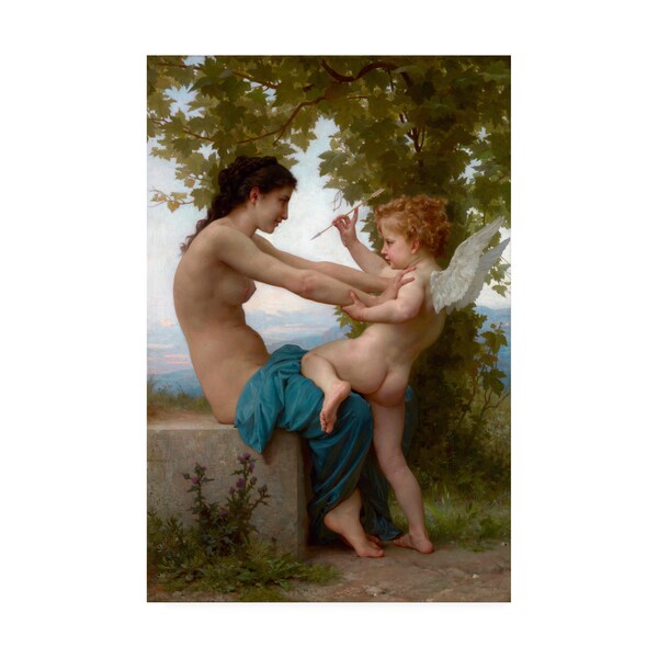 Trademark Fine Art Bouguereau 'A Young Girl Defending Herself against Eros' Canvas Art, 22x32 - AA01658-C2232GG