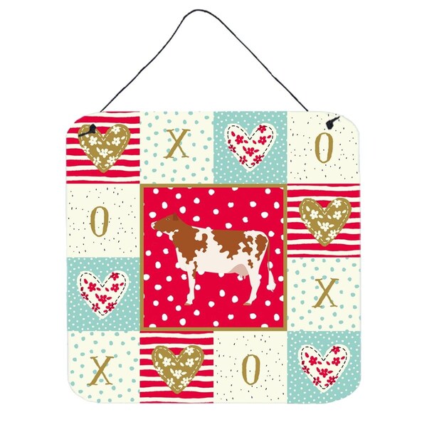 Carolines Treasures 6 x 6 in. Ayrshire Cow Love Wall or Door Hanging Prints - CK5254DS66