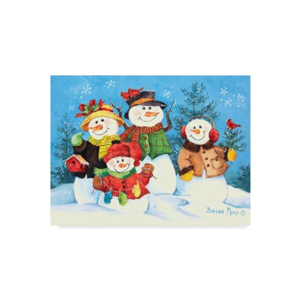 Trademark Fine Art Barbara Mock ' Snowman Family' Canvas Art, 24x32 - ALI39111-C2432GG