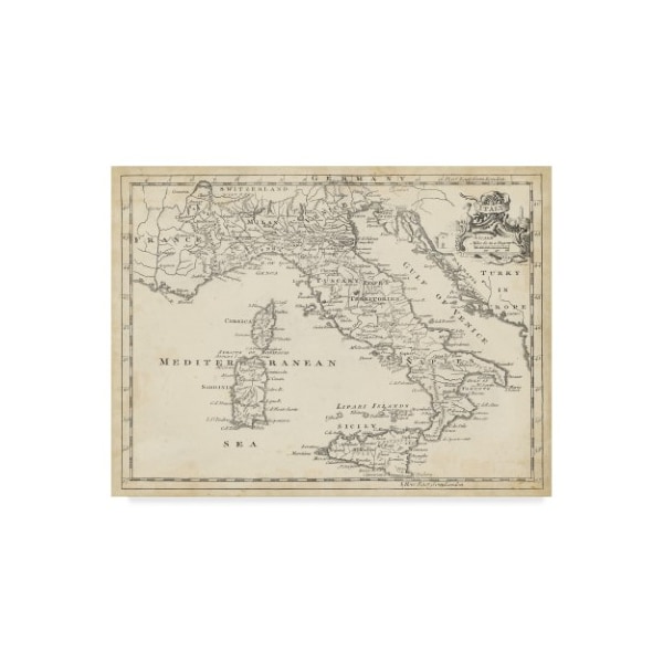 Trademark Fine Art T. Jeffreys 'Map Of Italy' Canvas Art, 35x47 - WAG00204-C3547GG