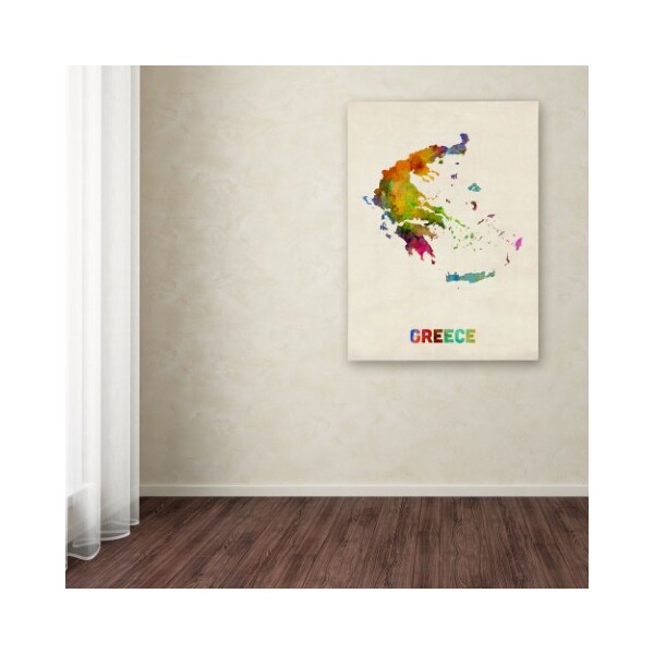 Trademark Fine Art Michael Tompsett 'Greece Watercolor Map' Canvas Art, 14x19 - MT0422-C1419GG