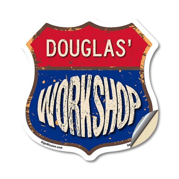 Signmission Douglas's Workshop, 18 Inch X 18 Inch, Vinyl Decal - SHI-D-18-489-DOUGLAS