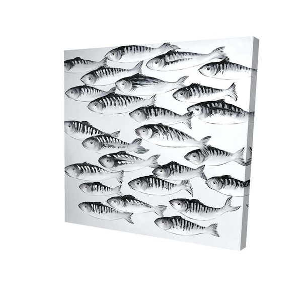 Fondo 16 x 16 in. Grey School of Fish-Print on Canvas - FO3340352
