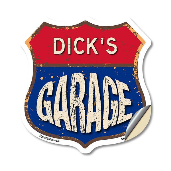 Signmission Dick's Garage, 18 Inch X 18 Inch, Vinyl Decal - SHI-D-18-383-DICK