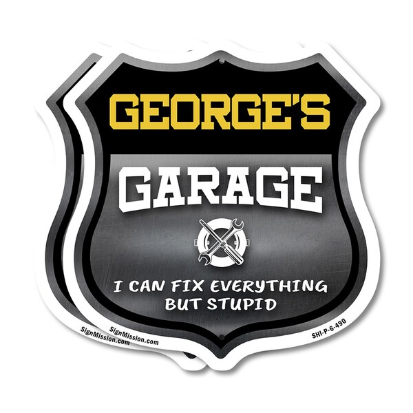 Signmission George's Garage I Can Fix Everything But Stupid, 6 inch X 6 inch, Plastic Sign, 2PK - SHI-P-2PACK-6-490-GEORGE