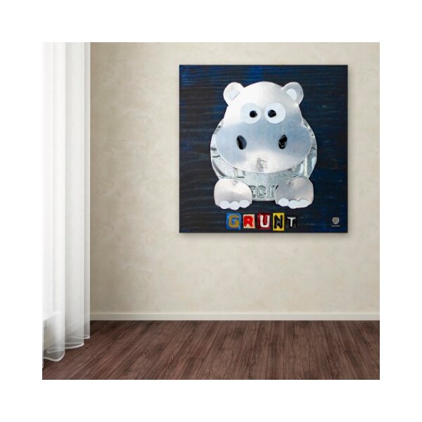 Trademark Fine Art Design Turnpike 'Grunt The Hippo' Canvas Art, 14x14 - ALI1279-C1414GG