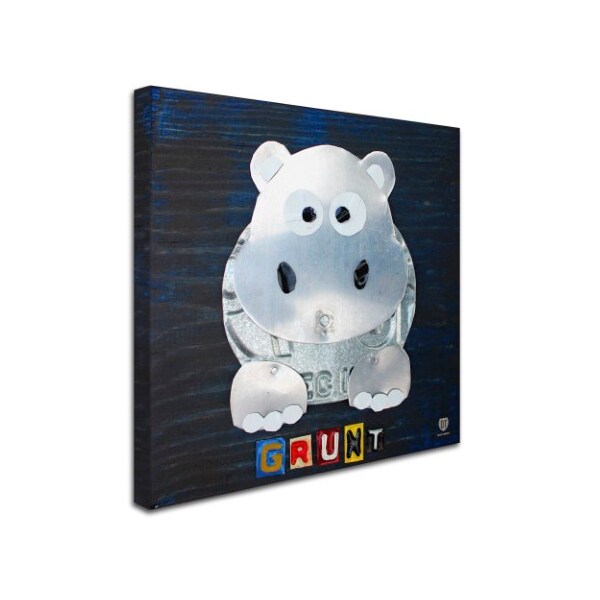 Trademark Fine Art Design Turnpike 'Grunt The Hippo' Canvas Art, 14x14 - ALI1279-C1414GG