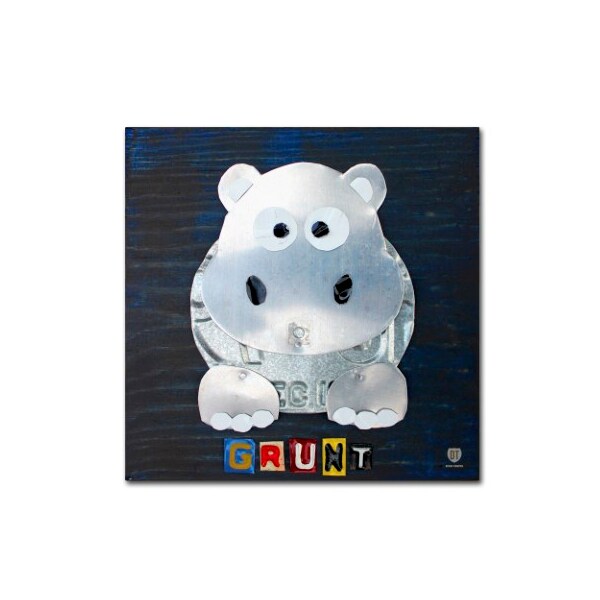 Trademark Fine Art Design Turnpike 'Grunt The Hippo' Canvas Art, 14x14 - ALI1279-C1414GG