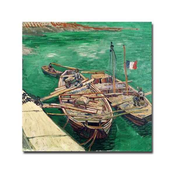 Trademark Fine Art Vincent van Gogh 'Landing Stage with Boats 1888' Canva, 18x18 - BL0238-C1818GG