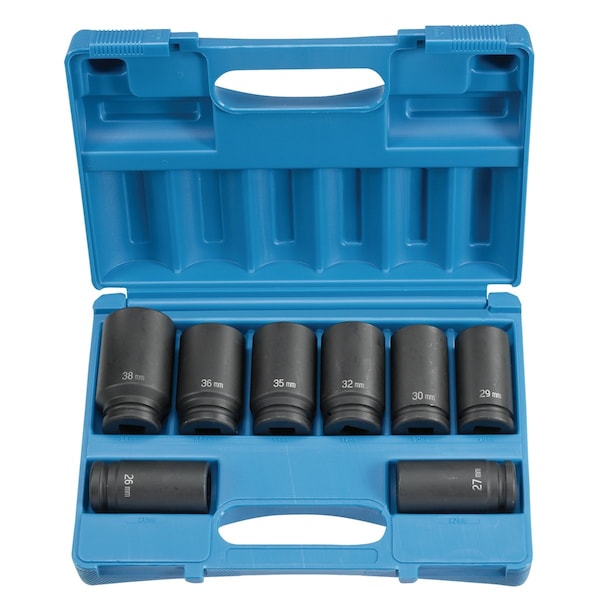 Grey Pneumatic 3/4" Drive, 26mm, 27mm, 29mm, 30mm, 32mm, 35mm, 36mm, 38mm Metric Socket, 6 Points - 8134MD