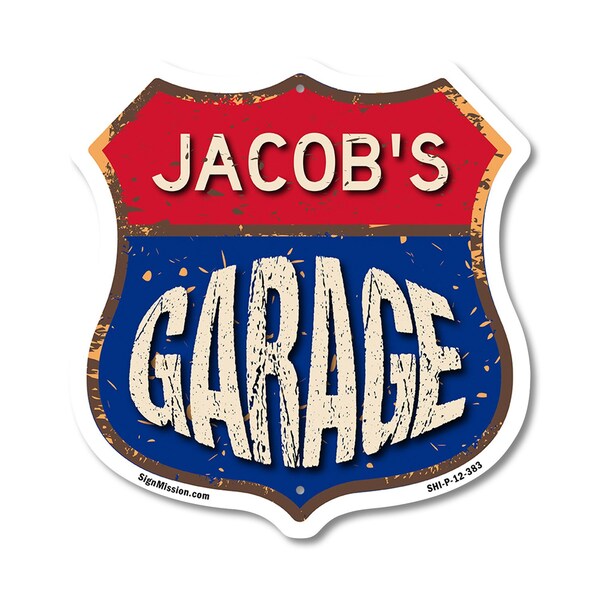 Signmission Jacob's Garage, 12 Inch X 12 Inch, Plastic Sign - SHI-P-12-383-JACOB