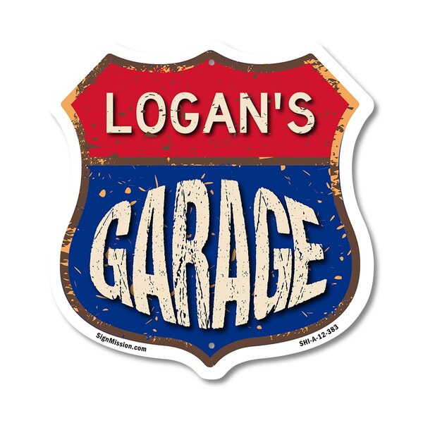 Signmission Logan's Garage, 12 Inch X 12 Inch, Aluminum Metal Sign - SHI-A-12-383-LOGAN