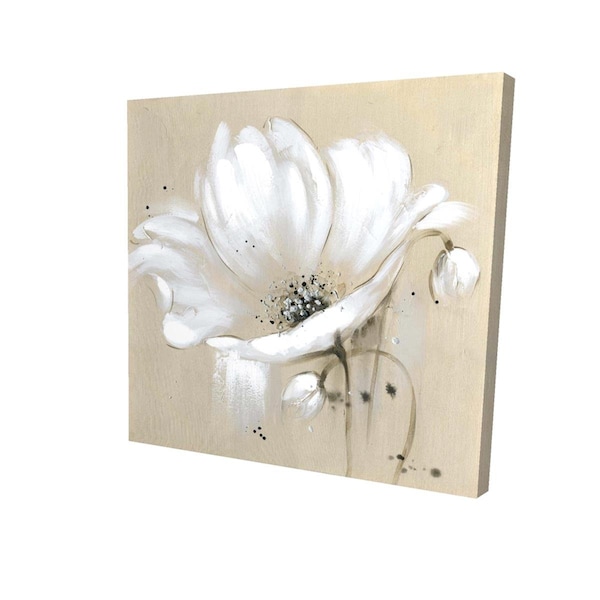 Fondo 16 x 16 in. White Abstract Wild Flower-Print on Canvas - FO2792709