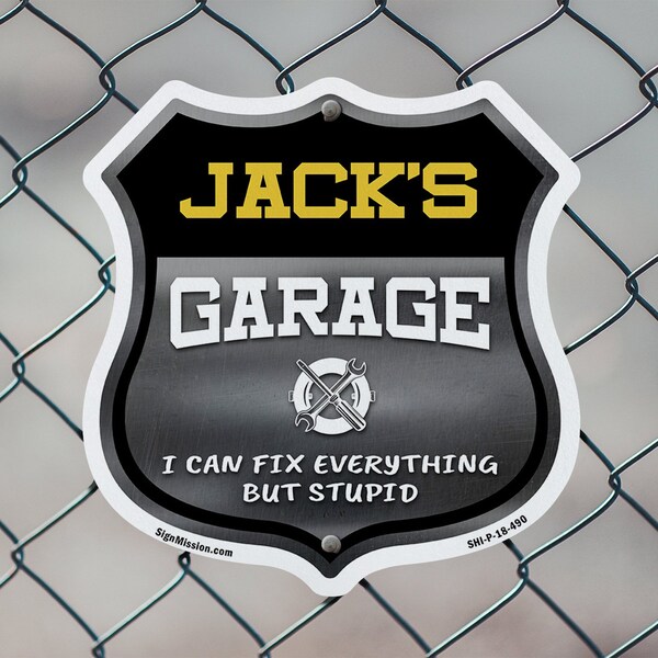 Signmission Jack's Garage I Can Fix Everything But Stupid, 12 Inch X 12 Inch, Plastic Sign - SHI-P-12-490-JACK