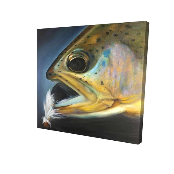 Fondo 16 x 16 in. Golden Trout with Fly Fishing Flie-Print on Canvas - FO2793335