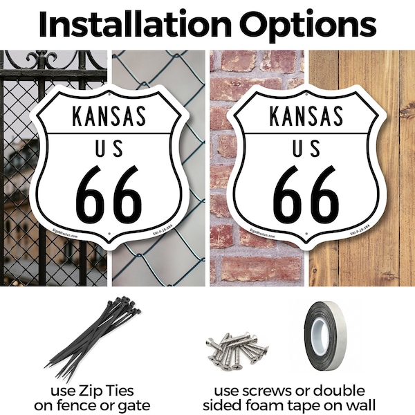 Signmission Kansas Route Marker Shield Sign Us 66, 18 inch X 18 inch, Plastic Sign, 2PK - SHI-P-2PACK-18-384