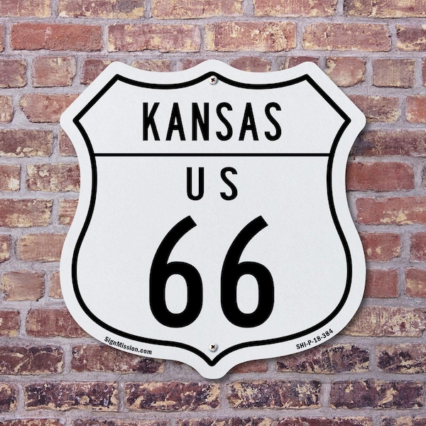 Signmission Kansas Route Marker Shield Sign Us 66, 18 inch X 18 inch, Plastic Sign, 2PK - SHI-P-2PACK-18-384