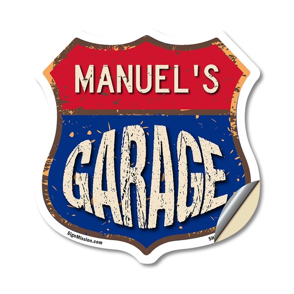 Signmission Manuel's Garage, 18 Inch X 18 Inch, Vinyl Decal - SHI-D-18-383-MANUEL
