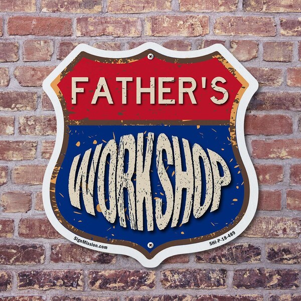 Signmission Father's Workshop, 12 Inch X 12 Inch, Plastic Sign - SHI-P-12-489-FATHER