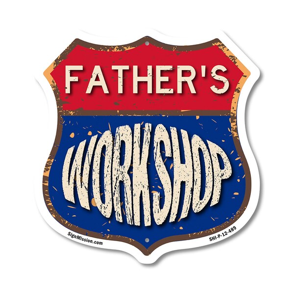 Signmission Father's Workshop, 12 Inch X 12 Inch, Plastic Sign - SHI-P-12-489-FATHER