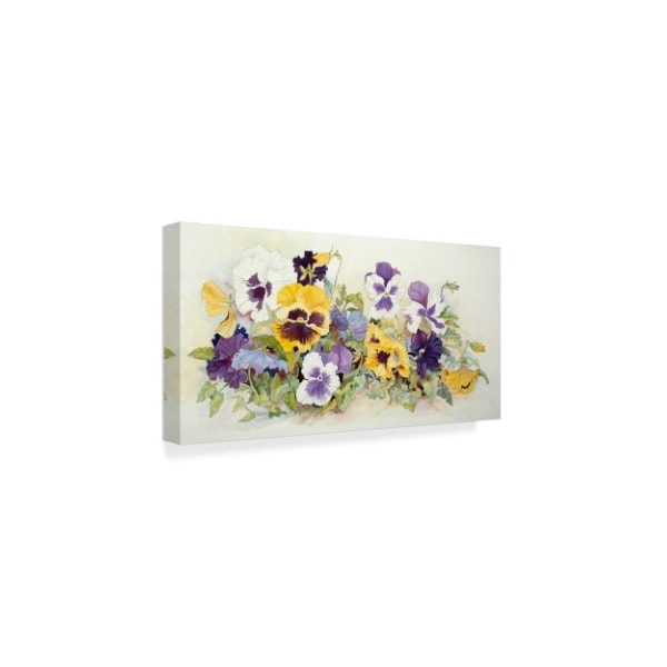 Trademark Fine Art Joanne Porter 'Pansies In Yellow Purple' Canvas Art, 12x24 - ALI30423-C1224GG