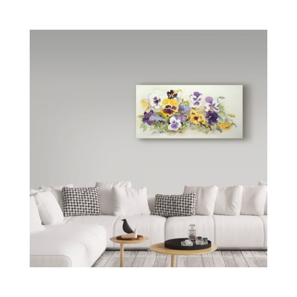 Trademark Fine Art Joanne Porter 'Pansies In Yellow Purple' Canvas Art, 12x24 - ALI30423-C1224GG