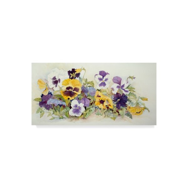 Trademark Fine Art Joanne Porter 'Pansies In Yellow Purple' Canvas Art, 12x24 - ALI30423-C1224GG