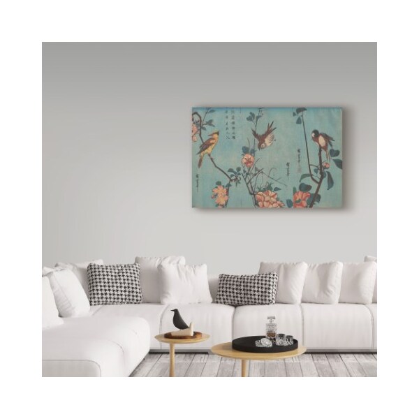 Trademark Fine Art Utagawa Hiroshige 'Birds and Flowers' Canvas Art, 12x19 - BL01623-C1219GG