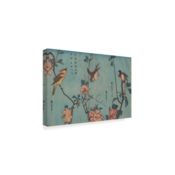 Trademark Fine Art Utagawa Hiroshige 'Birds and Flowers' Canvas Art, 12x19 - BL01623-C1219GG