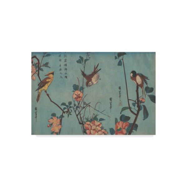 Trademark Fine Art Utagawa Hiroshige 'Birds and Flowers' Canvas Art, 12x19 - BL01623-C1219GG