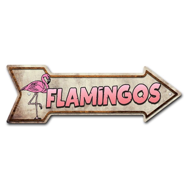 Signmission Flamingos Arrow Sign Funny Home Decor 24in Wide - P-ARROW8-999869
