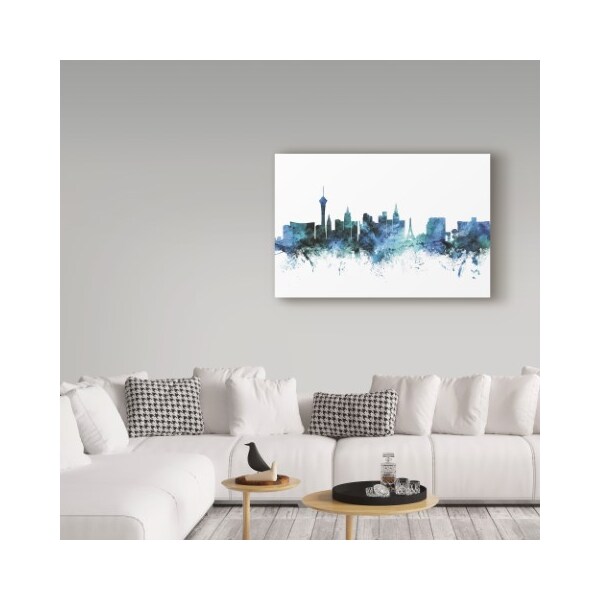 Trademark Fine Art Michael Tompsett 'Las Vegas Nevada Blue Teal Skyline' Canvas Art, 16x24 - MT01487-C1624GG