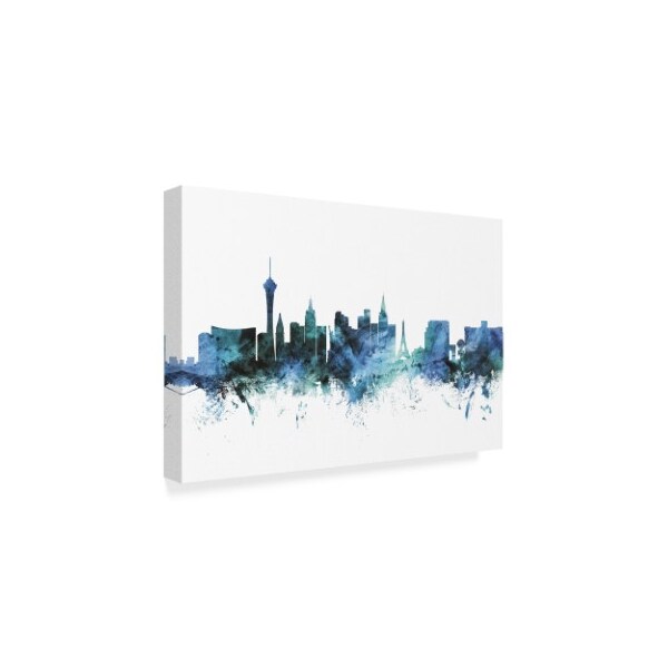 Trademark Fine Art Michael Tompsett 'Las Vegas Nevada Blue Teal Skyline' Canvas Art, 16x24 - MT01487-C1624GG