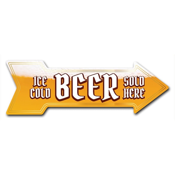 Signmission Ice Cold Beer 2 Arrow Decal Funny Home Decor 18in Wide - D-A-999809