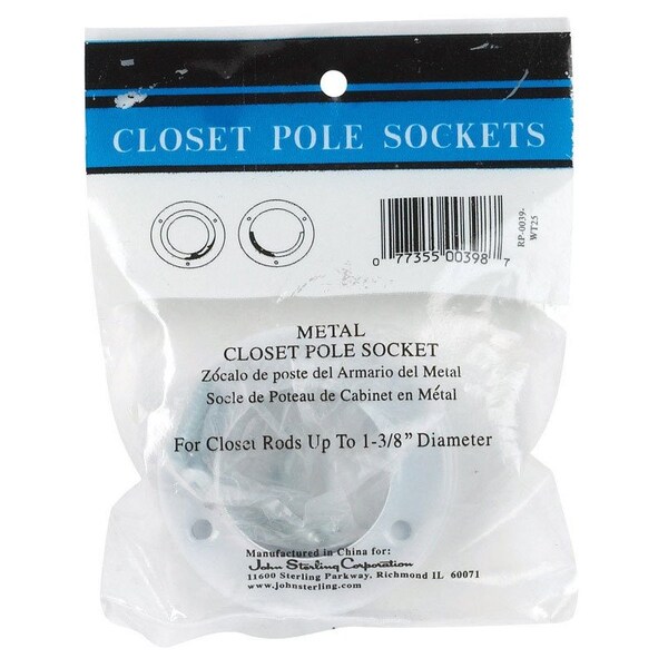 Knape & Vogt John Sterling Pro 1-3/8 in. L X 1-3/8 in. D Powder Coated Steel Rod Socket - RP-0039-WT25