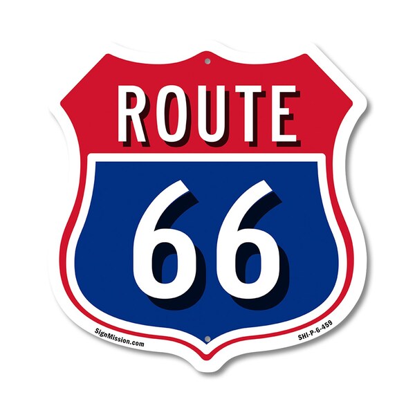 Signmission Route Marker Shield Sign Route 66, 6 Inch X 6 Inch, Plastic Sign - SHI-P-6-459