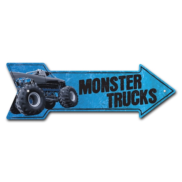 Signmission Monster Trucks Arrow Sign Funny Home Decor 18in Wide - P-ARROW-999735