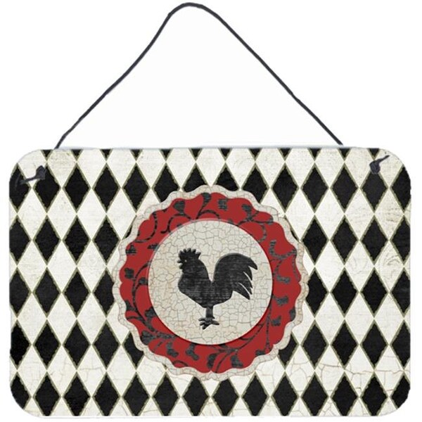 Jensendistributionservices Rooster Harlequin Black And White Aluminium Metal Wall Or Door Hanging Prints - MI888645