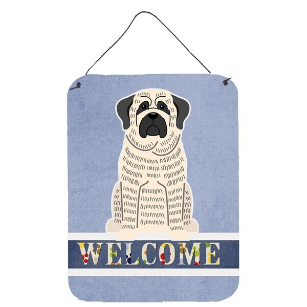 Carolines Treasures Mastiff Brindle White Welcome Wall or Door Hanging Prints - BB5597DS1216