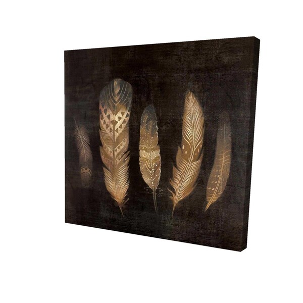 Fondo 32 x 32 in. Brown Featers-Print on Canvas - FO2792137