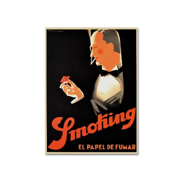 Trademark Fine Art Vintage Apple Collection 'Art Deco Smoking' Canvas Art, 24x32 - ALI6497-C2432GG